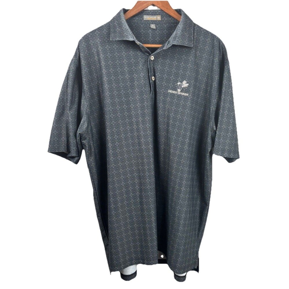 Peter Millar Palm Desert Springs Polo Shirt Mens XL Gray Golf Summer Comfort